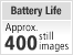Battery Life Approx. 400 still images